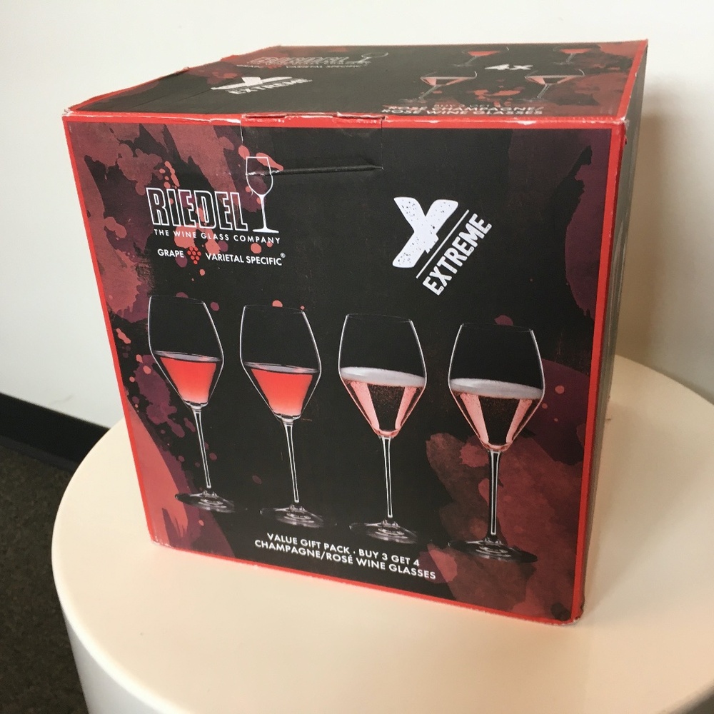 Set of four Riedel Extreme Champagne / rosé wine glasses